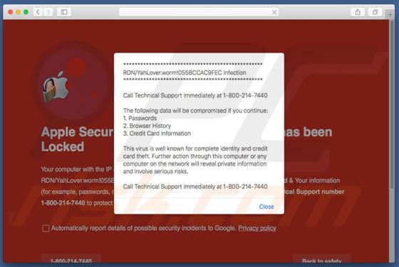 YahLover.worm Infezione (Mac)