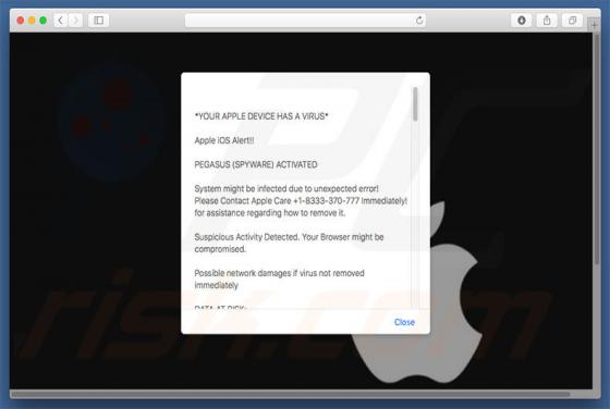 YOUR APPLE DEVICE HAS A VIRUS Truffa (Mac)