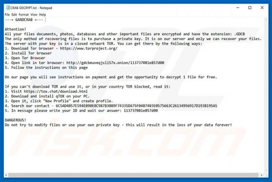 GANDCRAB V2.0 Ransomware
