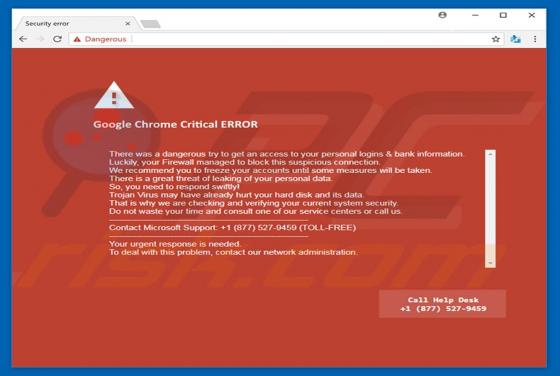 Google Chrome Critical ERROR Truffa