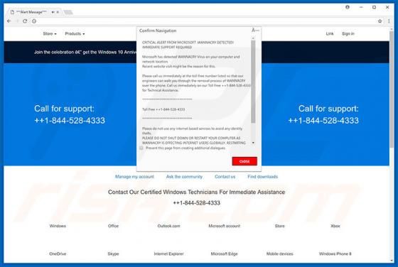 Critical Alert WANNACRY DETECTED POP-UP Truffa