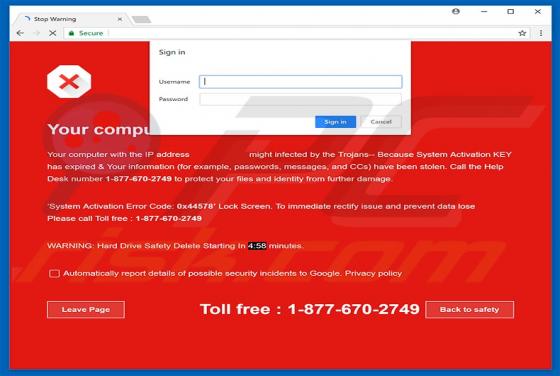 System Activation KEY Has Expired POP-UP Truffa