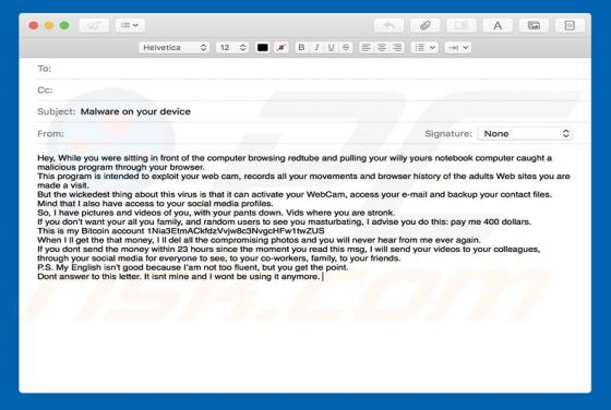 Porn Blackmail Email SPAM
