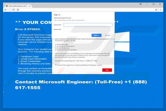 Error DT00X2 POP-UP Truffa