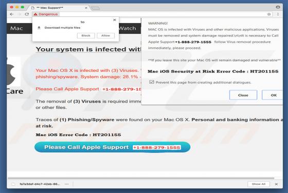 Mac iOS Security At Risk Error Code: HT201155 POP-UP truffa (Mac)