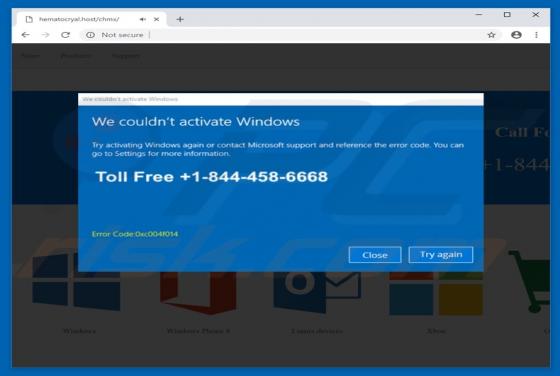 We Couldn't Activate Windows POP-UP Truffa