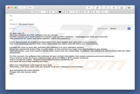 We Have Installed One RAT Software Email truffa