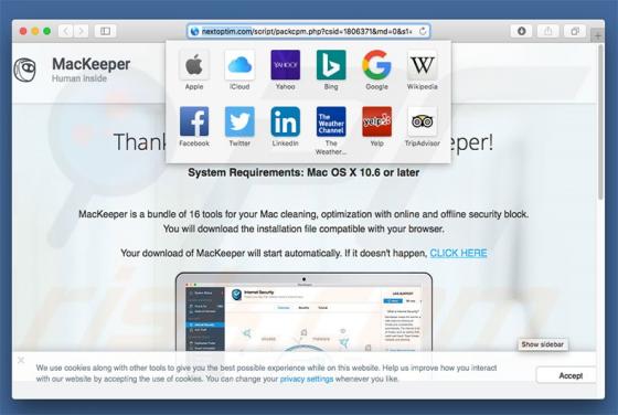 Nextoptim.com POP-UP Dirottatore (Mac)