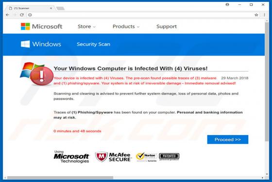 Your Windows Computer is Infected With (4) Viruses! POP-UP Truffa