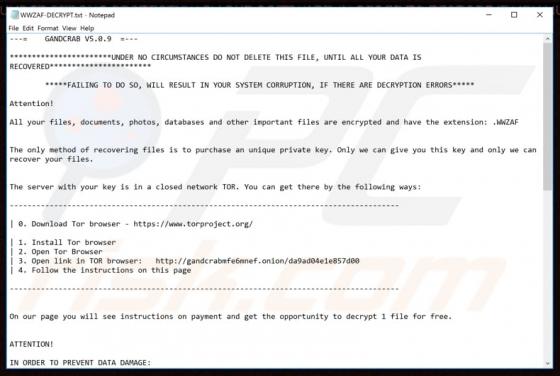 GandCrab 5.0.9 Ransomware
