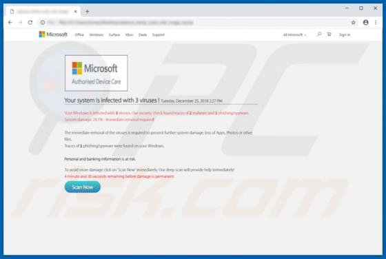 Microsoft Authorised Device Care POP-UP Truffa