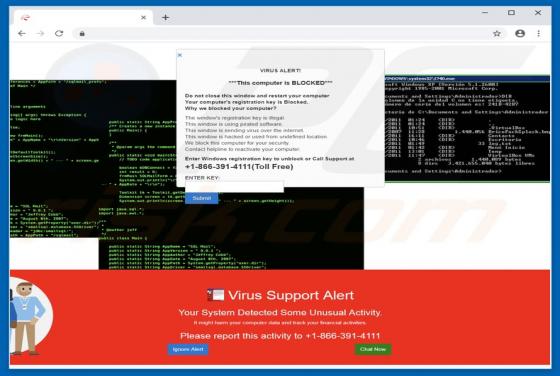 Virus Support Alert POP-UP Truffa