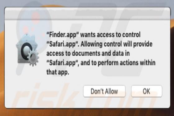 Finder.app Wants Access To Control Safari.app POP-UP Virus (Mac)
