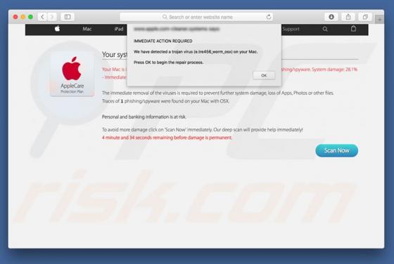 Virus Found Apple Message POP-UP Truffa (Mac)