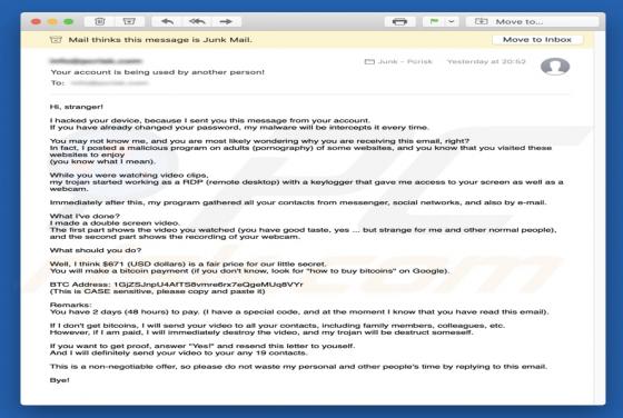 I Hacked Your Device Email Truffa