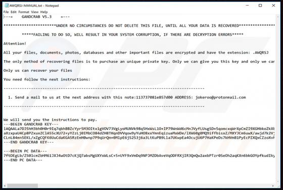 GANDCRAB 5.3 Ransomware