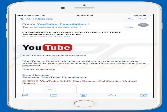Youtube Lottery Email Truffa (Mac)