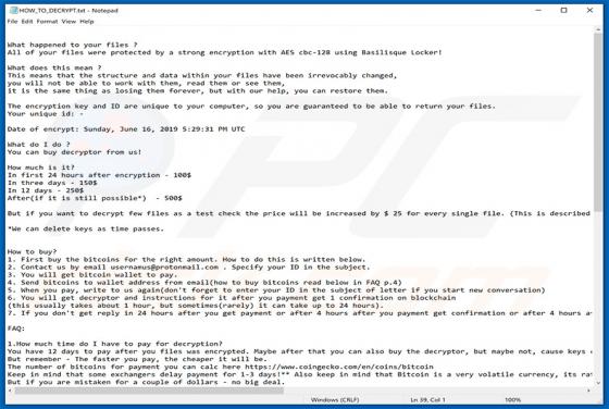 Basilisque Locker Ransomware