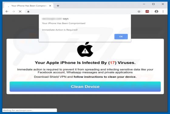 Your Apple iPhone Is Infected By (17) Viruses POP-UP Truffa (Mac)