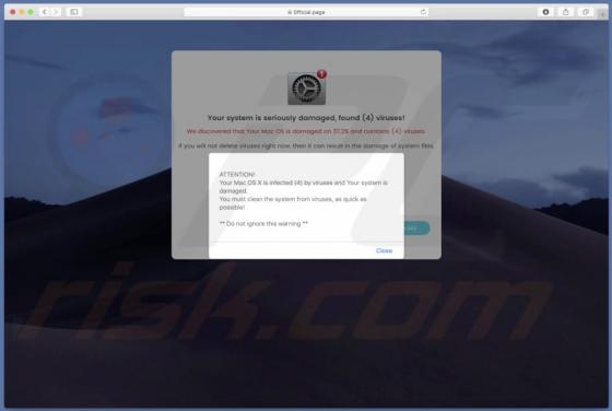 Your System Is Seriously Damaged, Found (4) Viruses! POP-UP Truffa (Mac)
