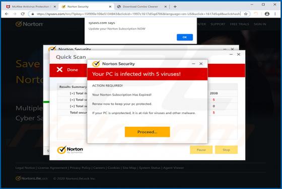Norton Subscription Has Expired Today POP-UP Truffa
