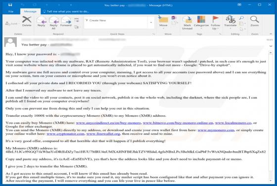 Sextortion Email (Monero)