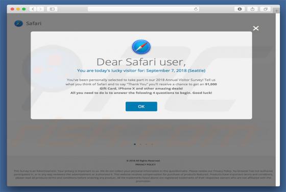 Dear Safari User, You Are Today's Lucky Visitor POP-UP Truffa (Mac)