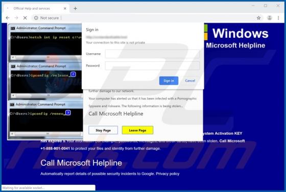 Call Microsoft Helpline POP-UP Truffa