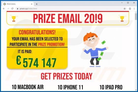 PRIZE EMAIL POP-UP Truffa