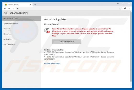 Your PC Is Infected With 5 Viruses POP-UP Truffa