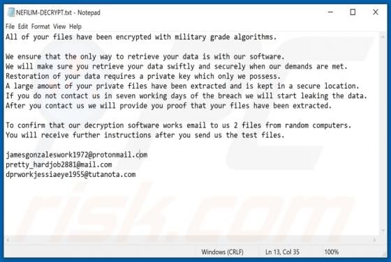 NEFILIM Ransomware