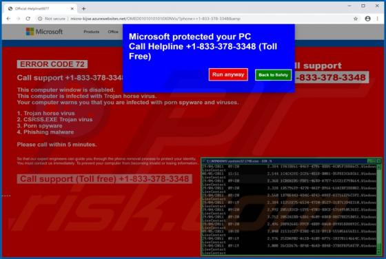 ERROR CODE 72 POP-UP Truffa