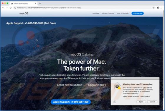 "Warning: Your macOS has expired" POP-UP Truffa (Mac)