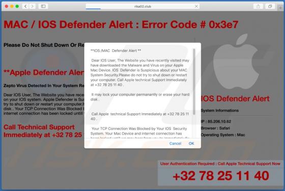 IOS /MAC Defender Alert POP-UP Truffa (Mac)